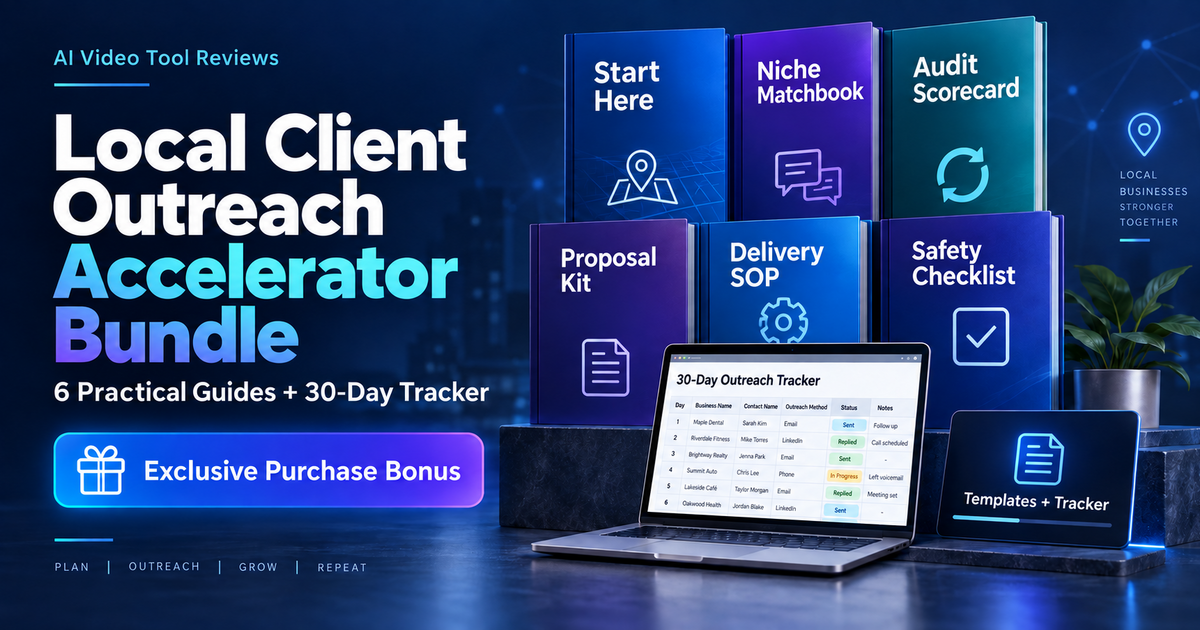 Local Client Outreach Accelerator Bundle with guides and 30-day outreach tracker